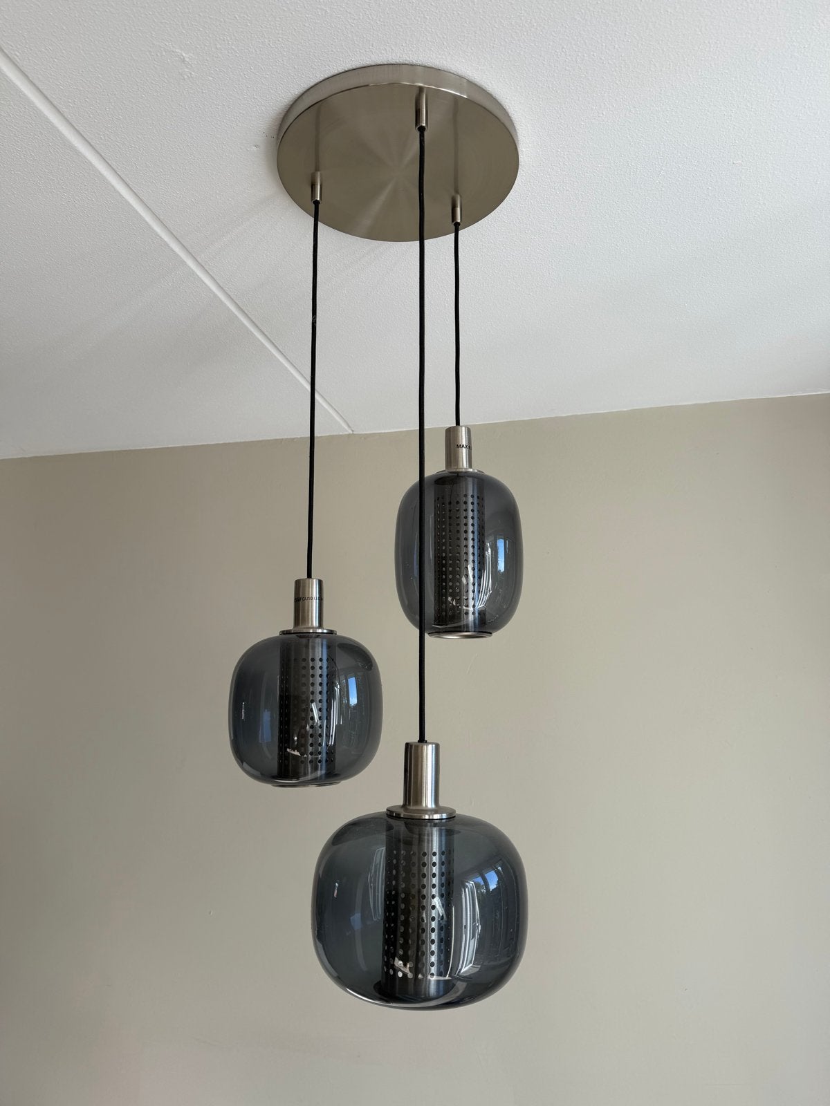 IKEA Högvind plafondlamp met 3 glazen kappen, Ophalen, Zo goed als nieuw, Glas, GU10