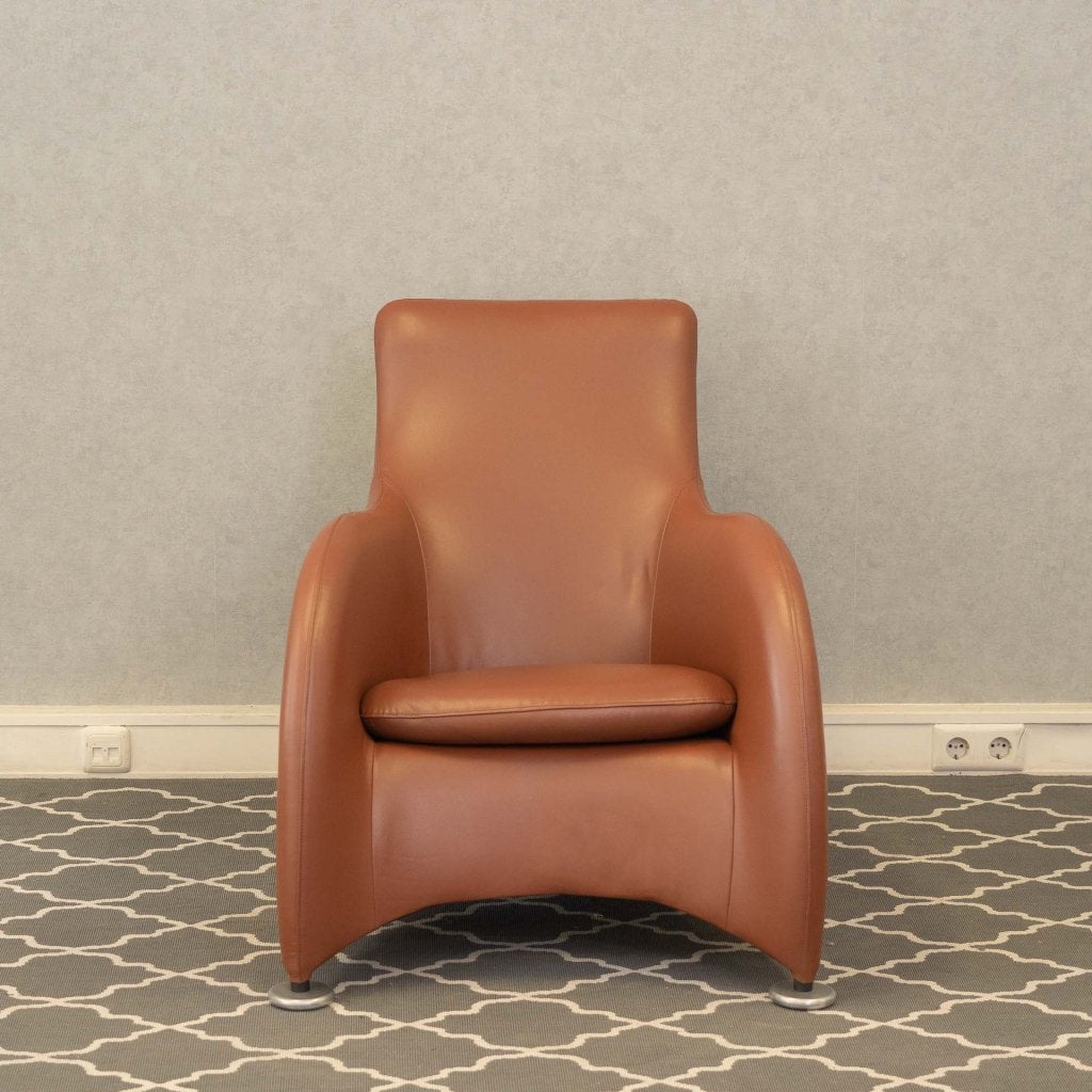 Montis Loge fauteuil + voetenbank kastanjebruin, Niet ingevuld, Zo goed als nieuw, Niet ingevuld, Niet ingevuld