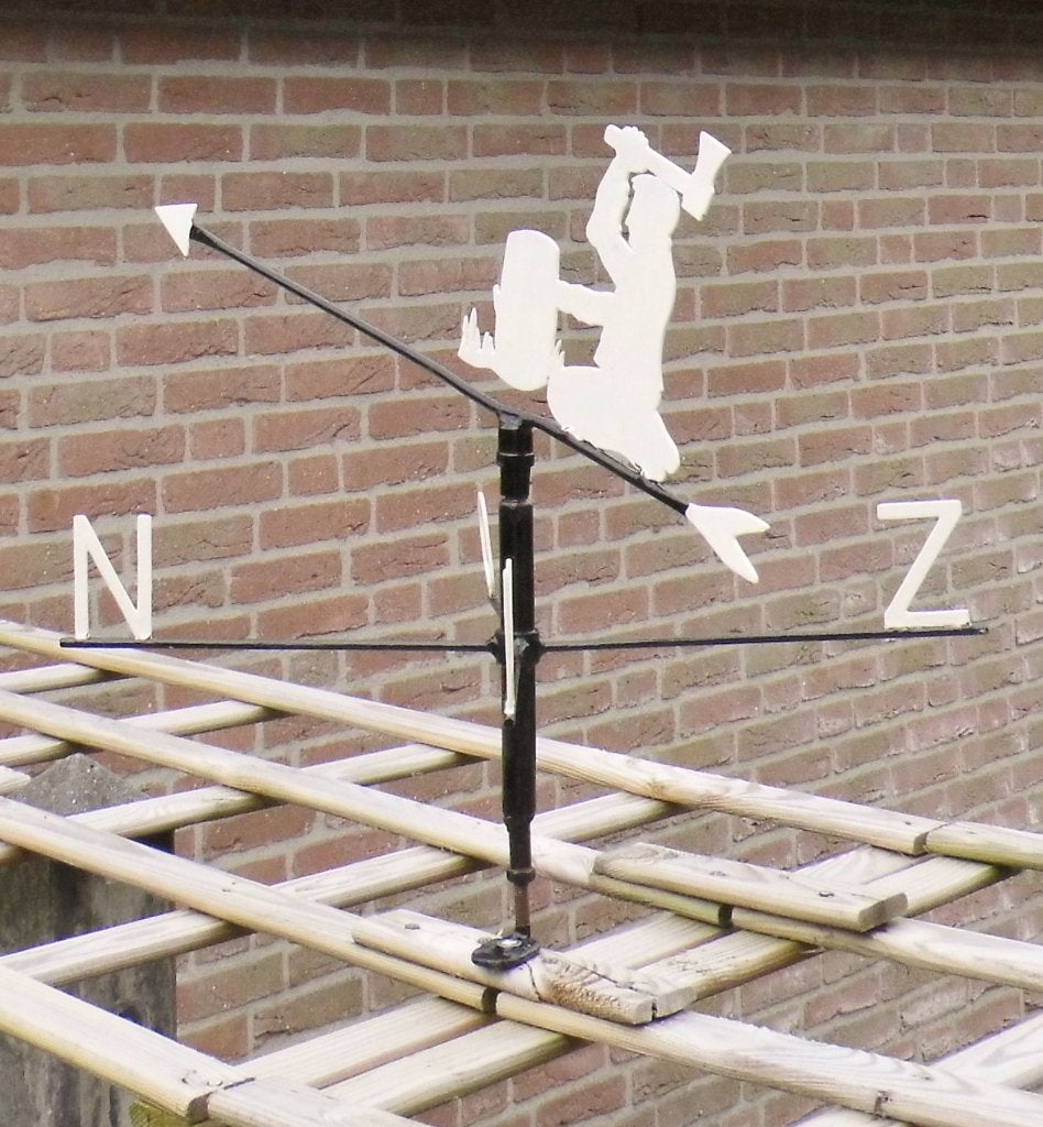 Metalen windwijzer houthakker, Tuin en Terras, Windwijzers en Windmolens, Ophalen of Verzenden, Gebruikt