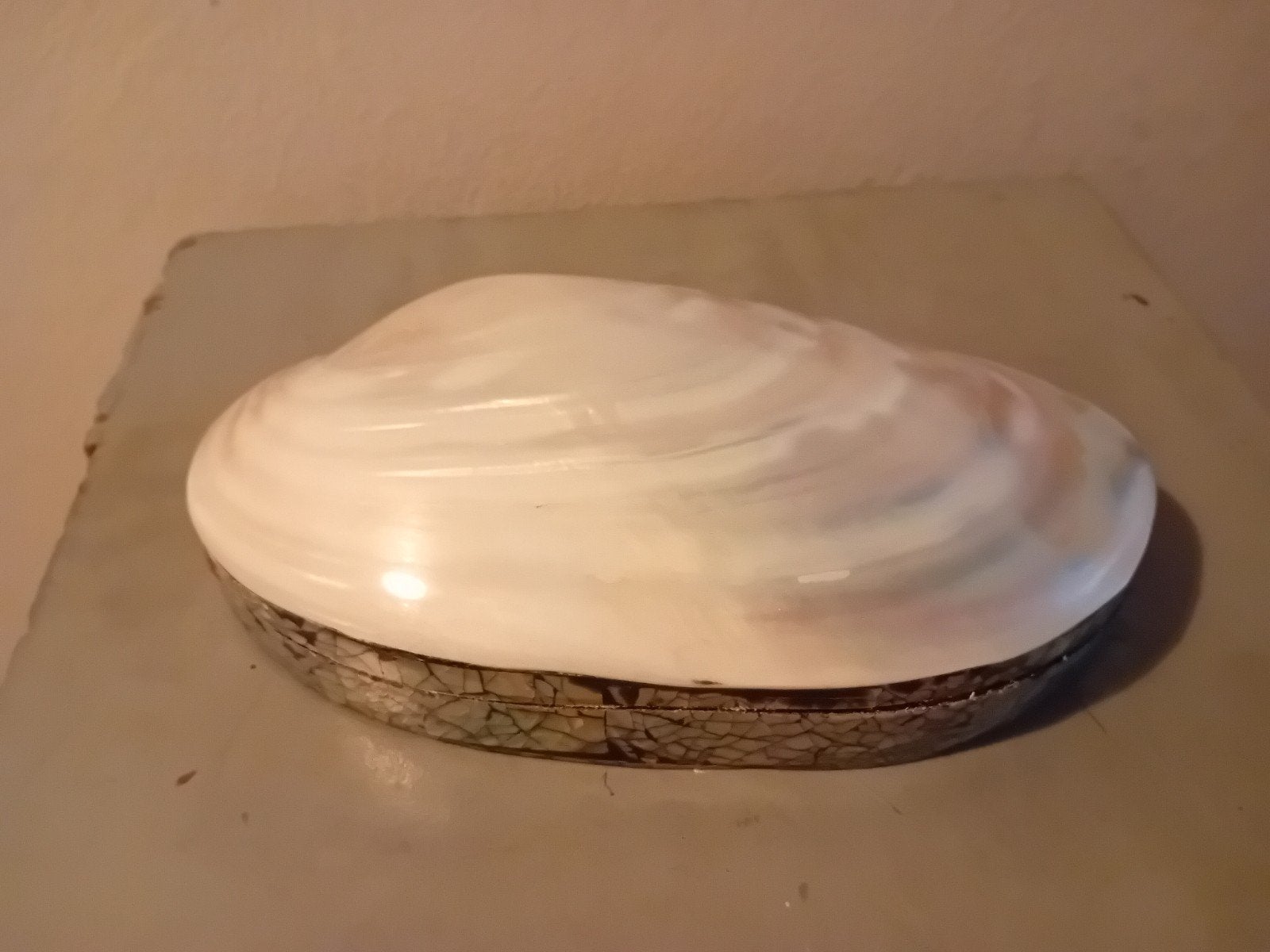Oude schelpendoos met parelmoer inleg, Ophalen of Verzenden