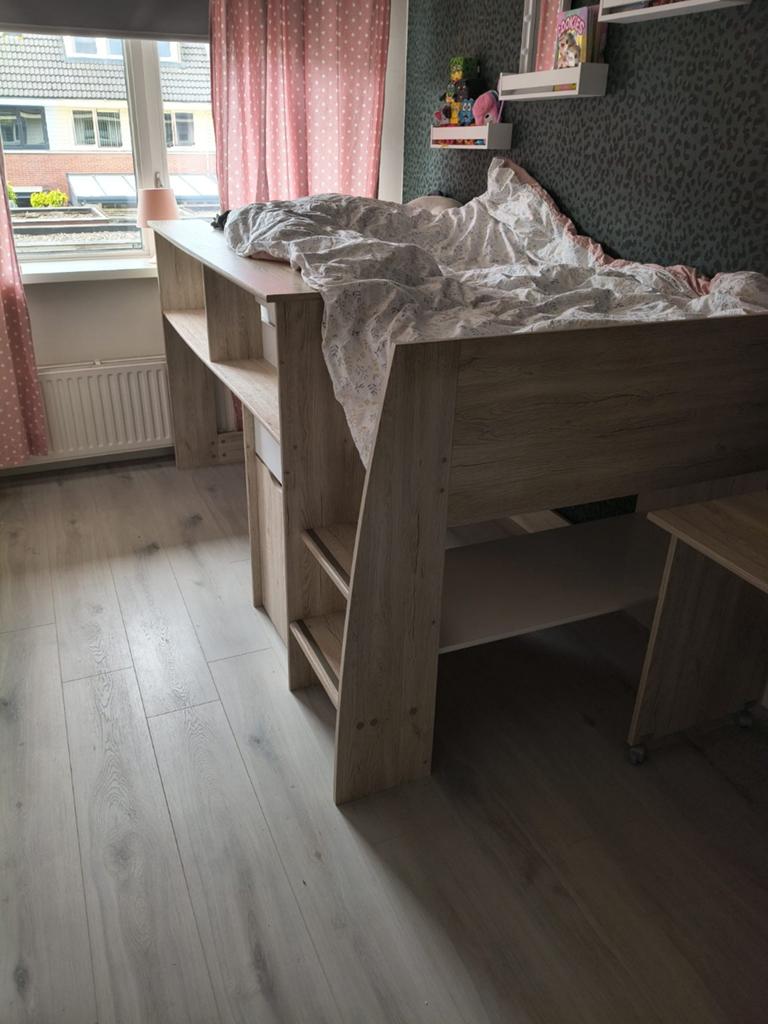 Halfhoogslaper Tempo met bureau en opbergruimte, Ophalen, Gebruikt, Hoogslaper
