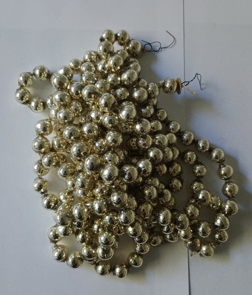 oude kerstslinger 3,25 m, kerstbal, zilver, grote glasparels, Ophalen of Verzenden