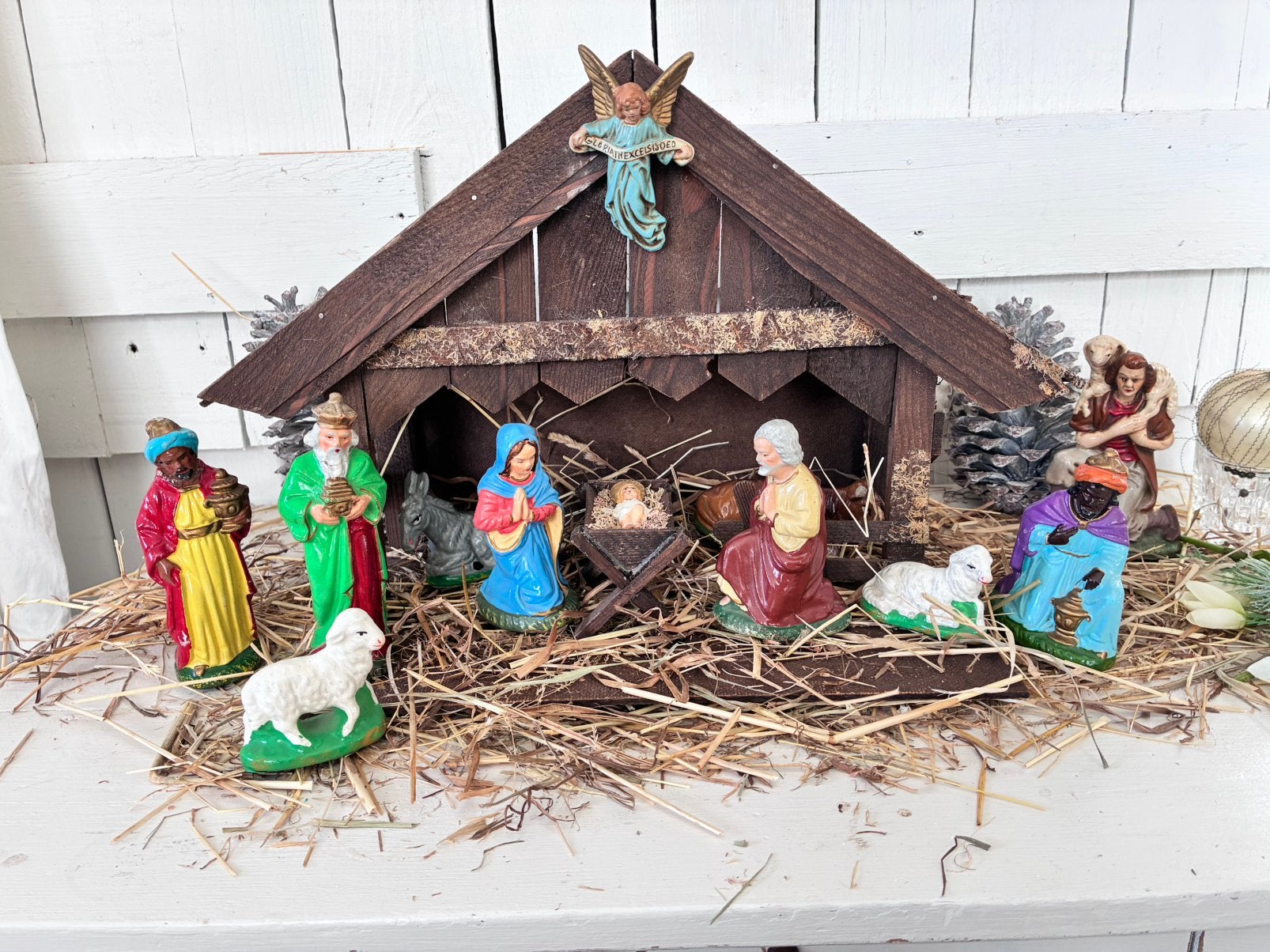 Prachtige Vintage West-Duitse Kerststal (Jaren '50/'60), Ophalen of Verzenden, Zo goed als nieuw