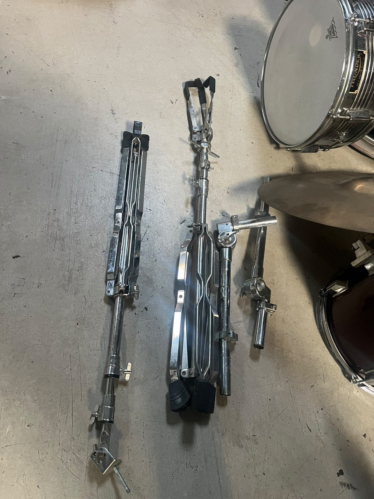 Vintage Drumstel met Bekkens en Statieven, Ophalen, Gebruikt, Overige merken