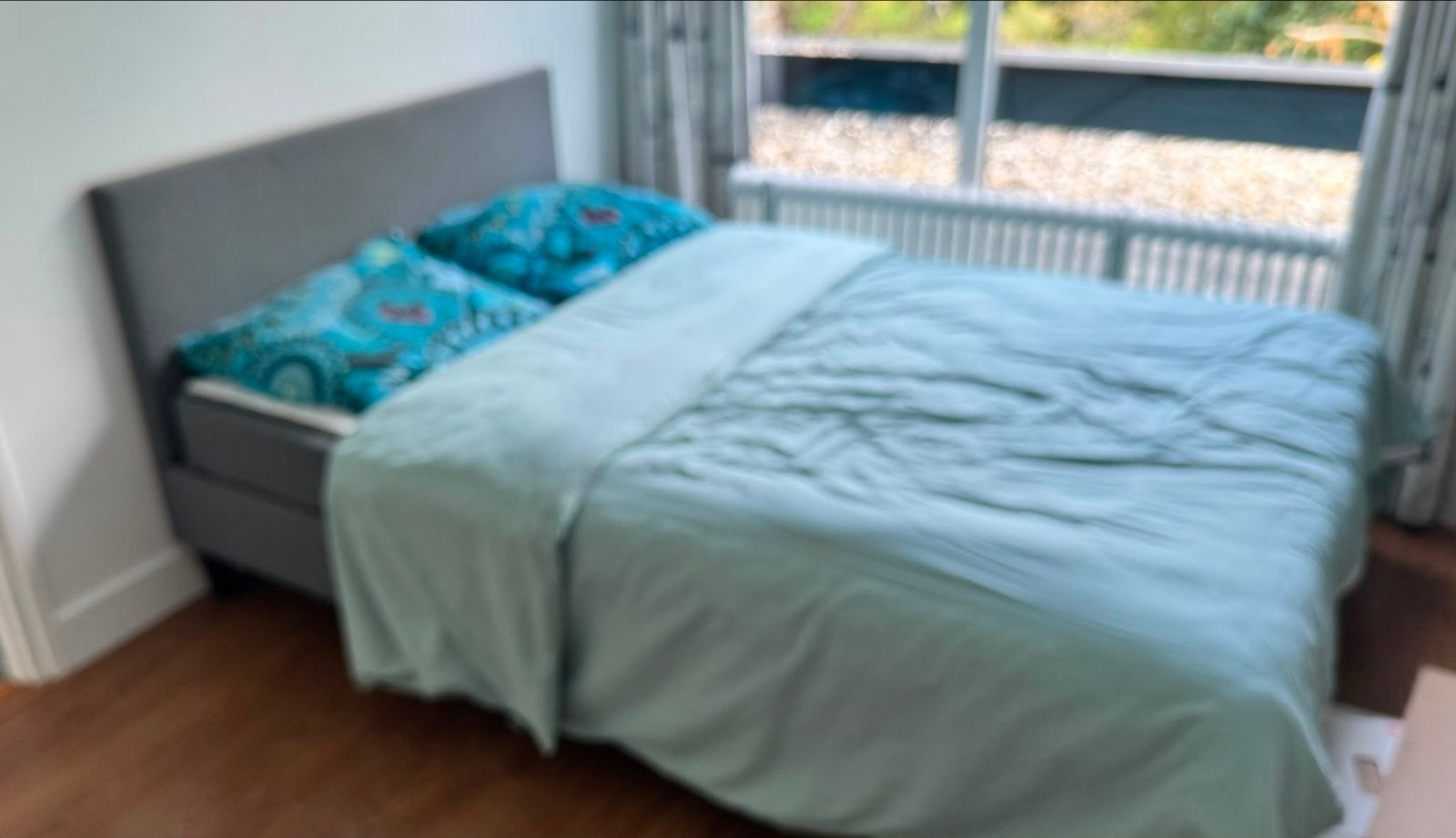 IKEA SÄBÖVIK Bed 140x200 met hoofdbord en topper, Ophalen, Gebruikt, Tweepersoons, 140 cm