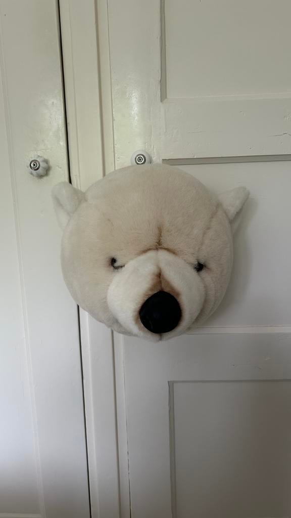 Kop van ijsbeer knuffel om op te hangen, Ophalen of Verzenden, Zo goed als nieuw, Wanddecoratie