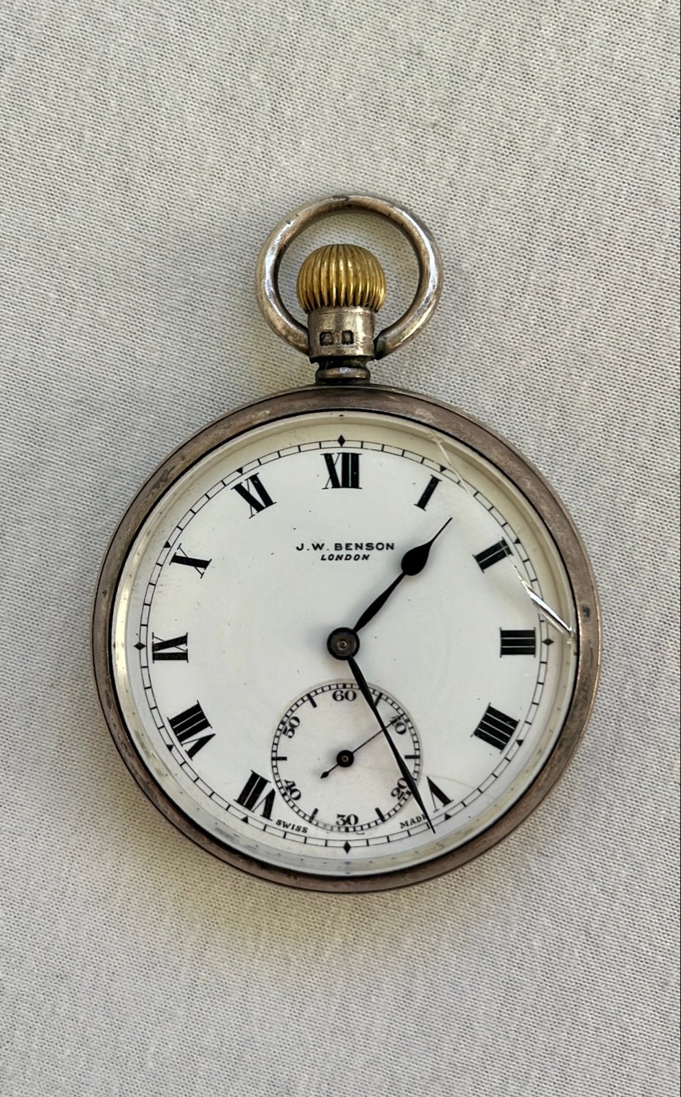 Antiek Zilveren Zakhorloge J.W. Benson London, Ophalen of Verzenden, Zilver, Overige typen