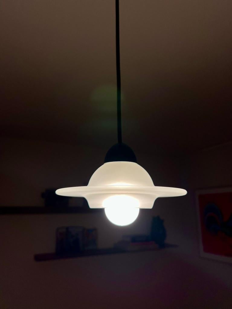 Vintage UFO hanglamp - Massive, Ophalen of Verzenden, Minder dan 50 cm, Midcentury modern, vintage, space age, design, Glas