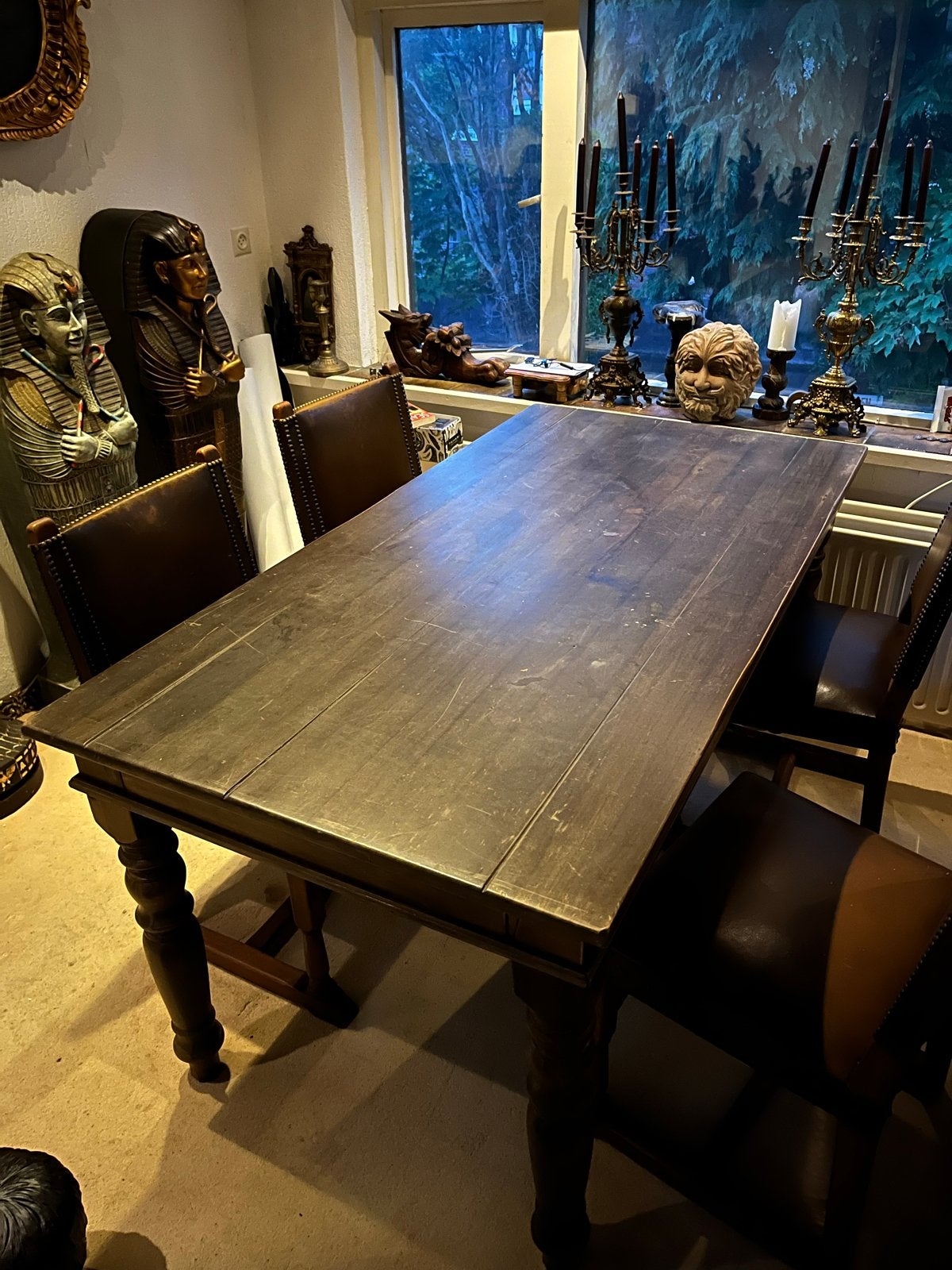 Robuuste houten eettafel met lade landelijk rustiek gotisch, Antiek en Kunst, Antiek | Meubels | Tafels, Ophalen
