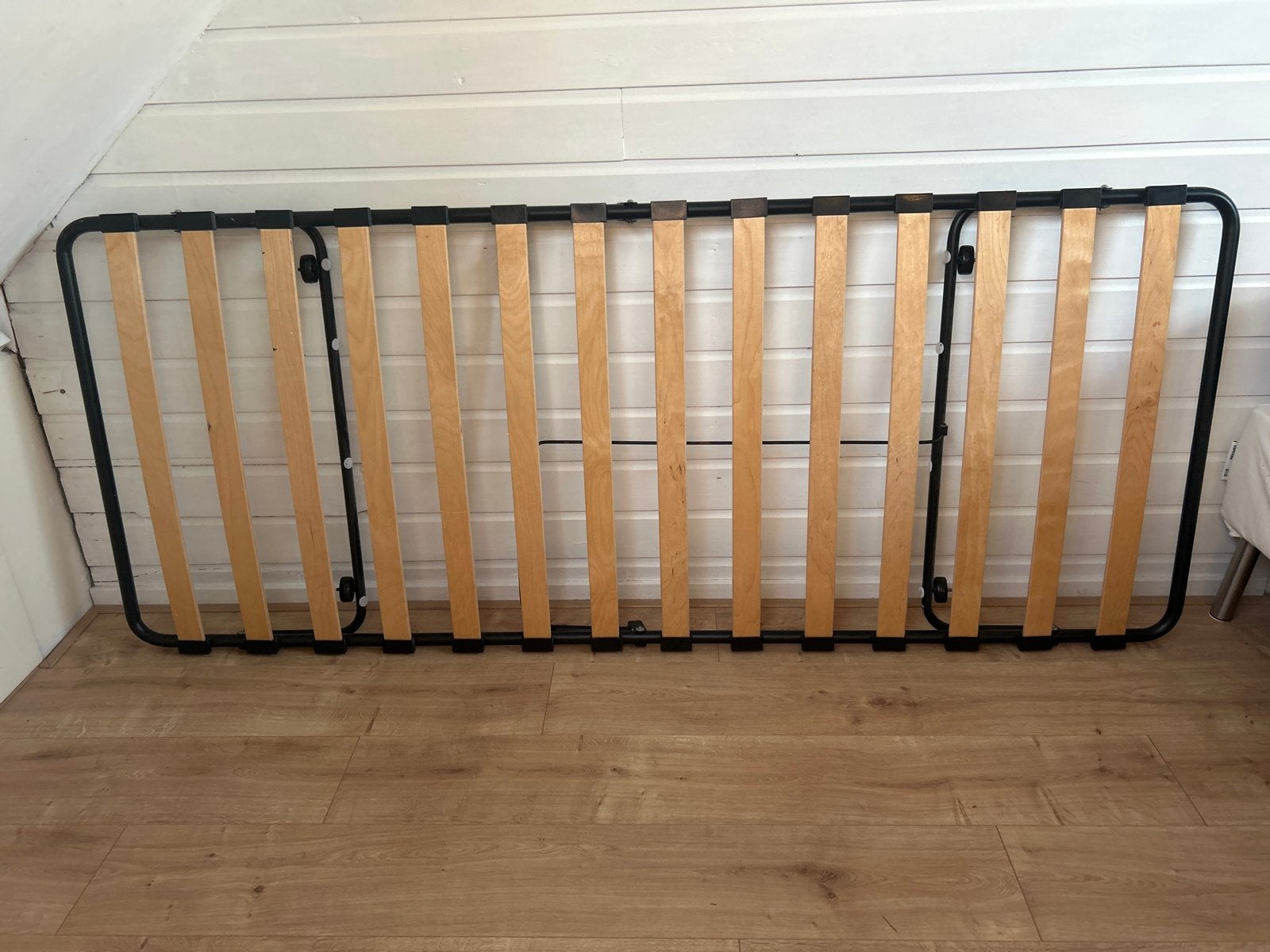 Opklapbaar bed met lattenbodem en matras, Ophalen, Eenpersoons, Zwart, 190 cm of minder