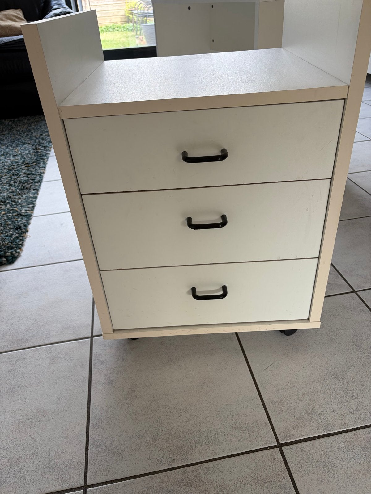 Wit bureau ladenkastje met 3 lades - 48x45x66 cm, Huis en Inrichting, Ophalen, Overige materialen, Minder dan 50 cm, Gebruikt