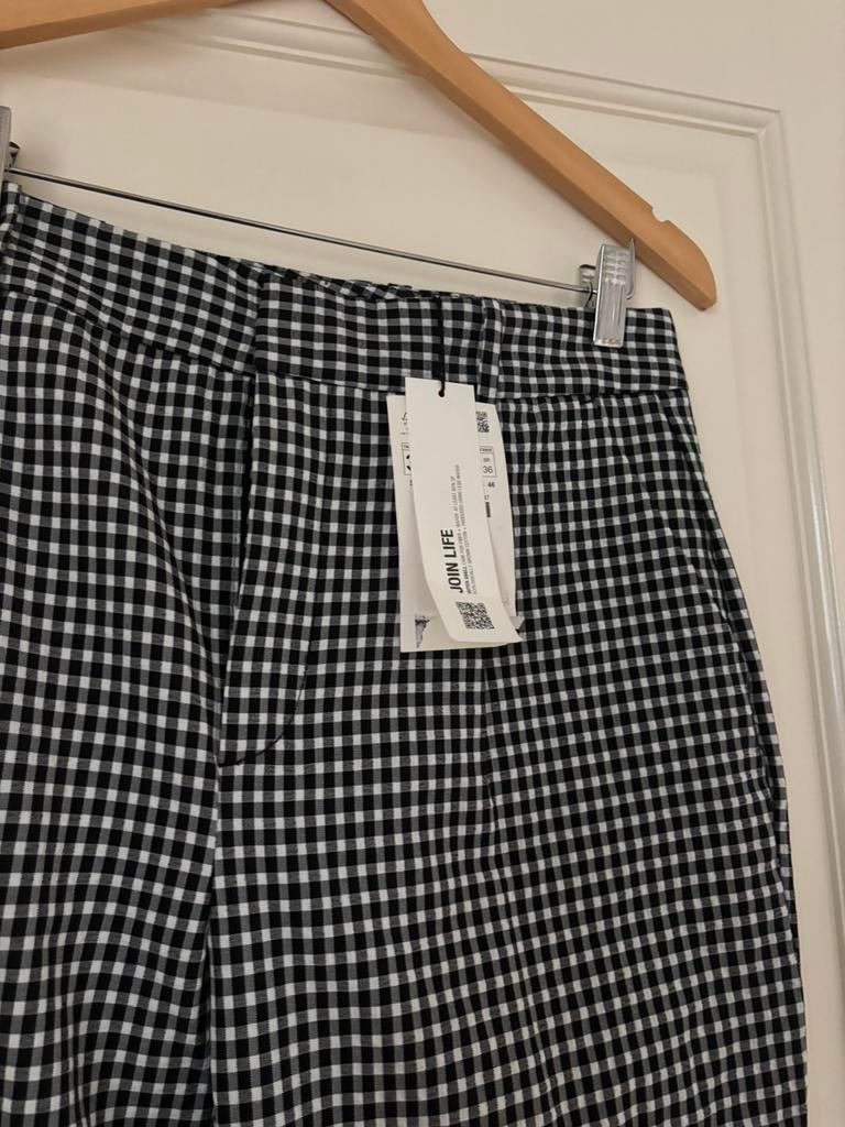 Zara geruite barrel fit pantalon,balloon fit chino,  36, Zwart, Nieuw, Ophalen of Verzenden, Maat 36 (S)