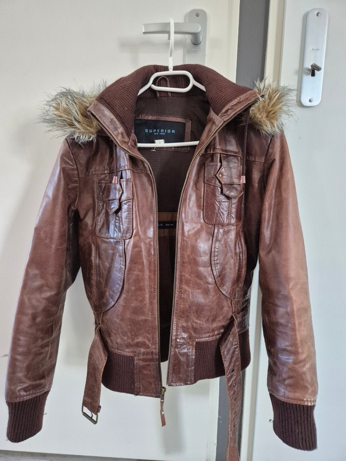vintage leren jack, Maat 38/40 (M), Superior, Bruin, Ophalen of Verzenden