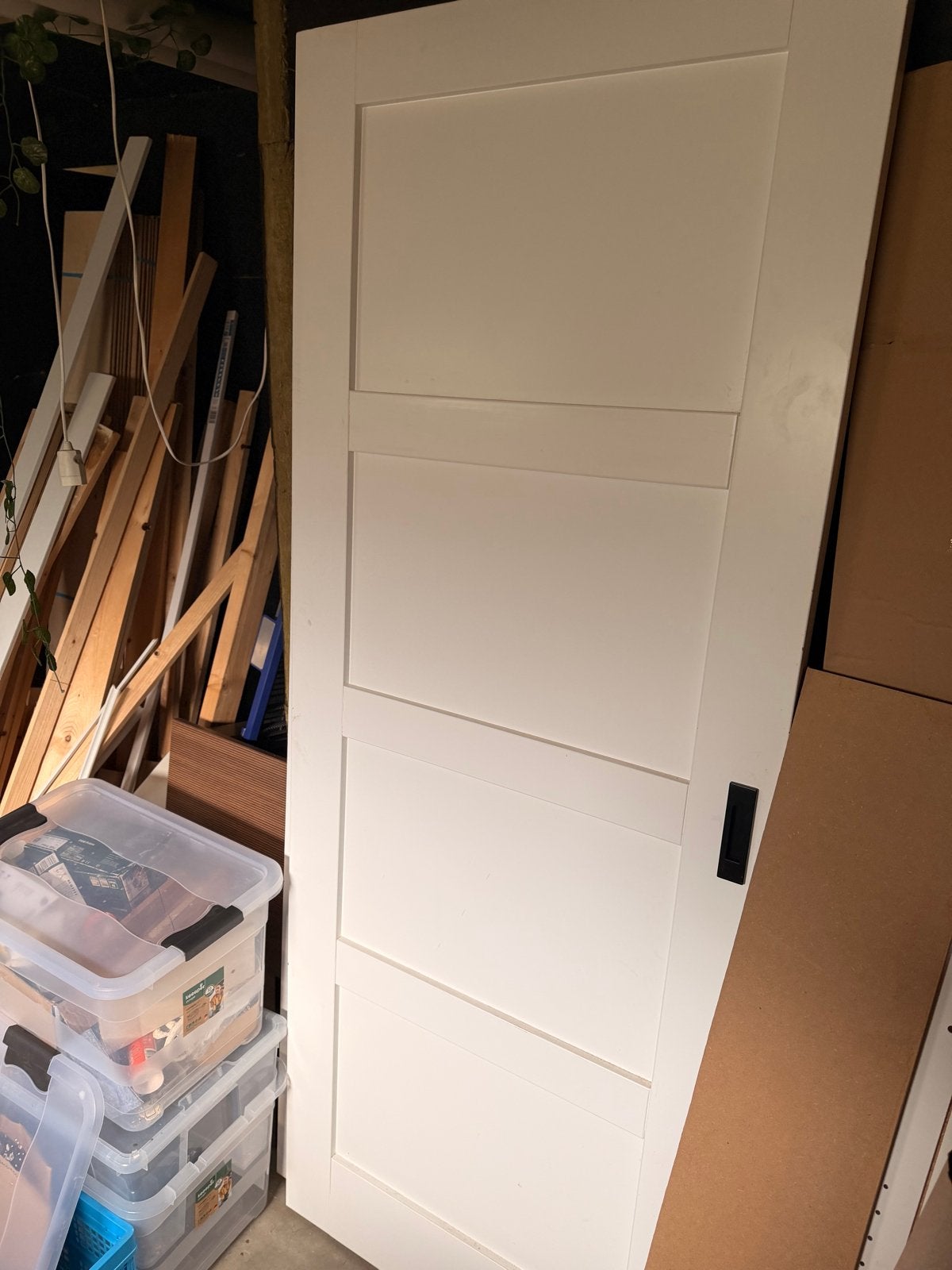 2 witte houten schuifdeuren, Ophalen, Binnendeur, Zo goed als nieuw, 200 tot 215 cm