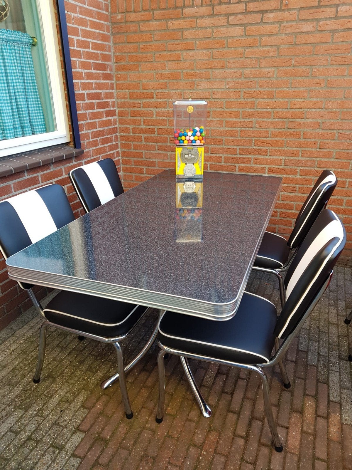 FIFTIES SIXTIES AMERIKAANSE  BEL AIR DINER STOELEN + TAFEL, Ophalen, Overige kleuren, Overige materialen, Vijf, Zes of meer stoelen