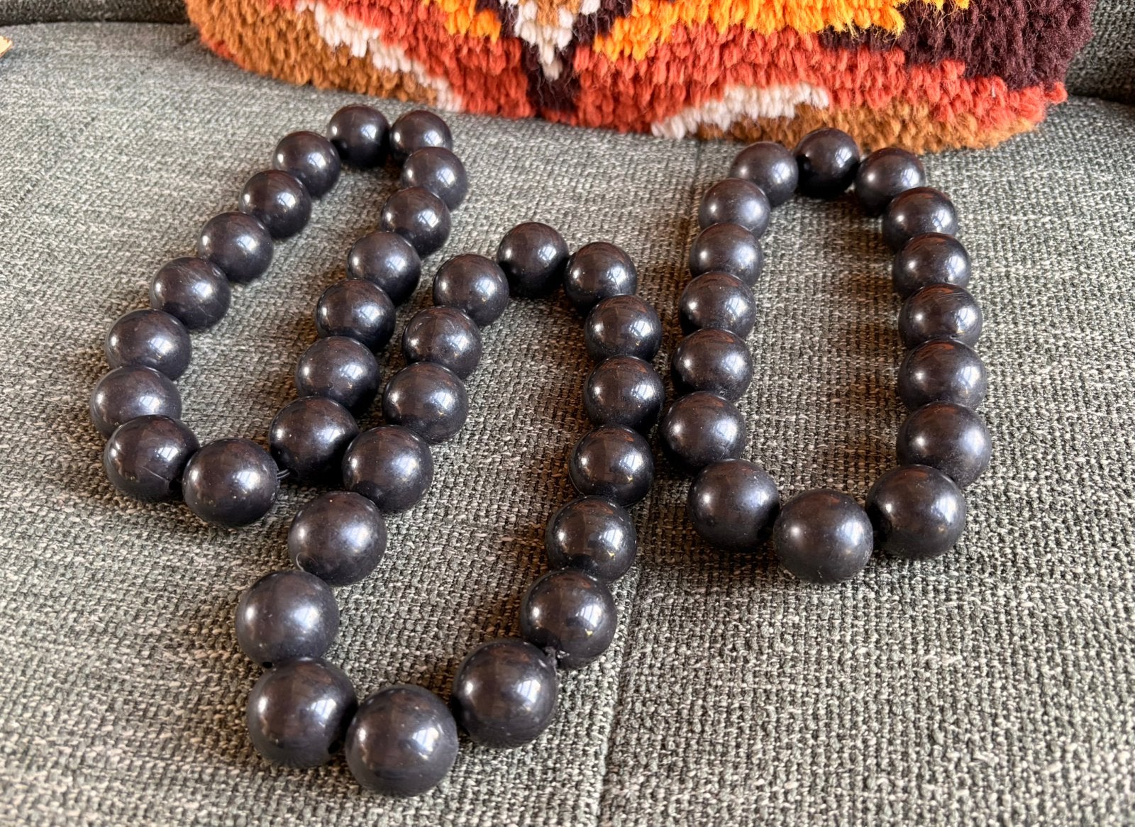 Retro krakenketting, grote XL-kralen! 3x 🖤🖤🖤, Sieraden, Tassen en Uiterlijk, Ophalen of Verzenden, Gebruikt, Zwart, Kunststof