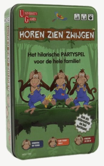 Horen Zien Zwijgen – Reisspel - in blik, Hobby en Vrije tijd, Gezelschapsspellen | Bordspellen, Reisspel, Ophalen of Verzenden