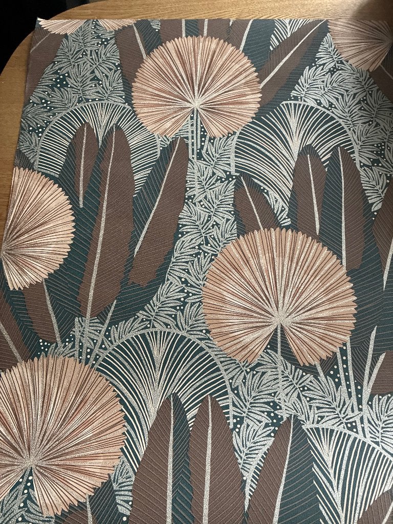 Behang blauw goud 6 rollen (1 open), Ophalen, Blauw, Overige stijlen