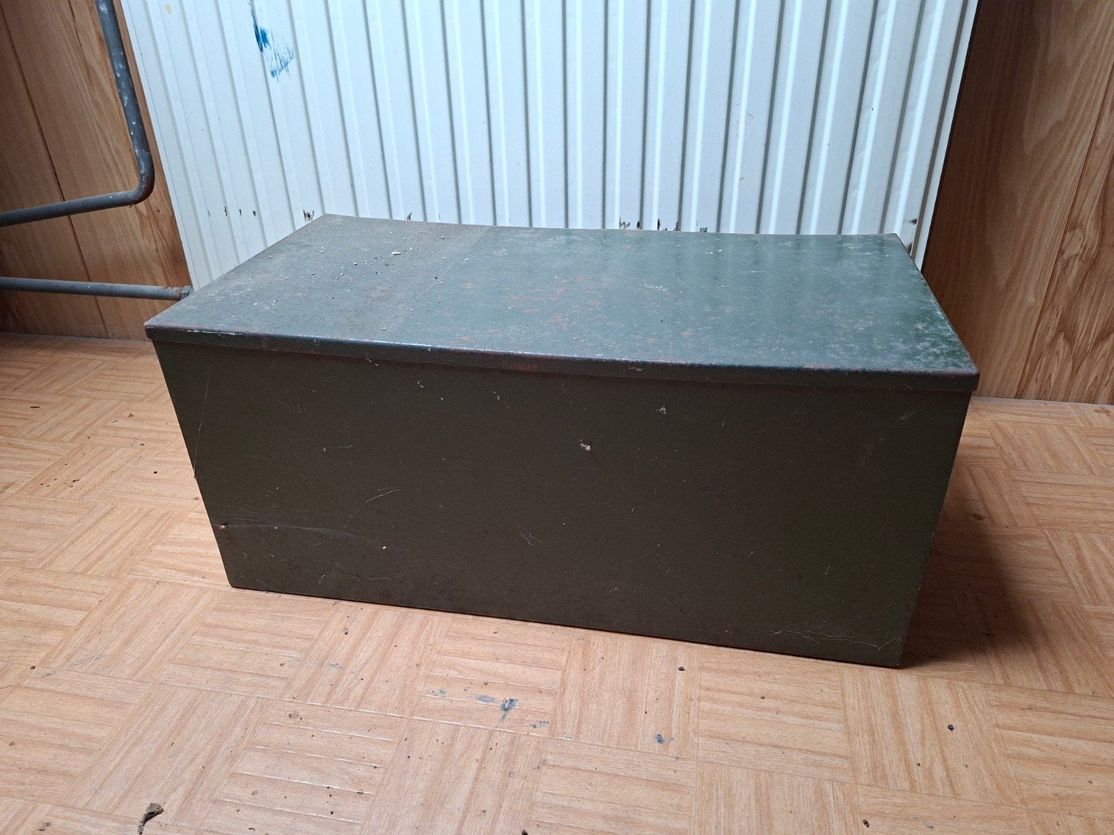 Vintage metalen kist - Legergroen - proviand kist, Ophalen, Gebruikt, Minder dan 50 cm, Metaal