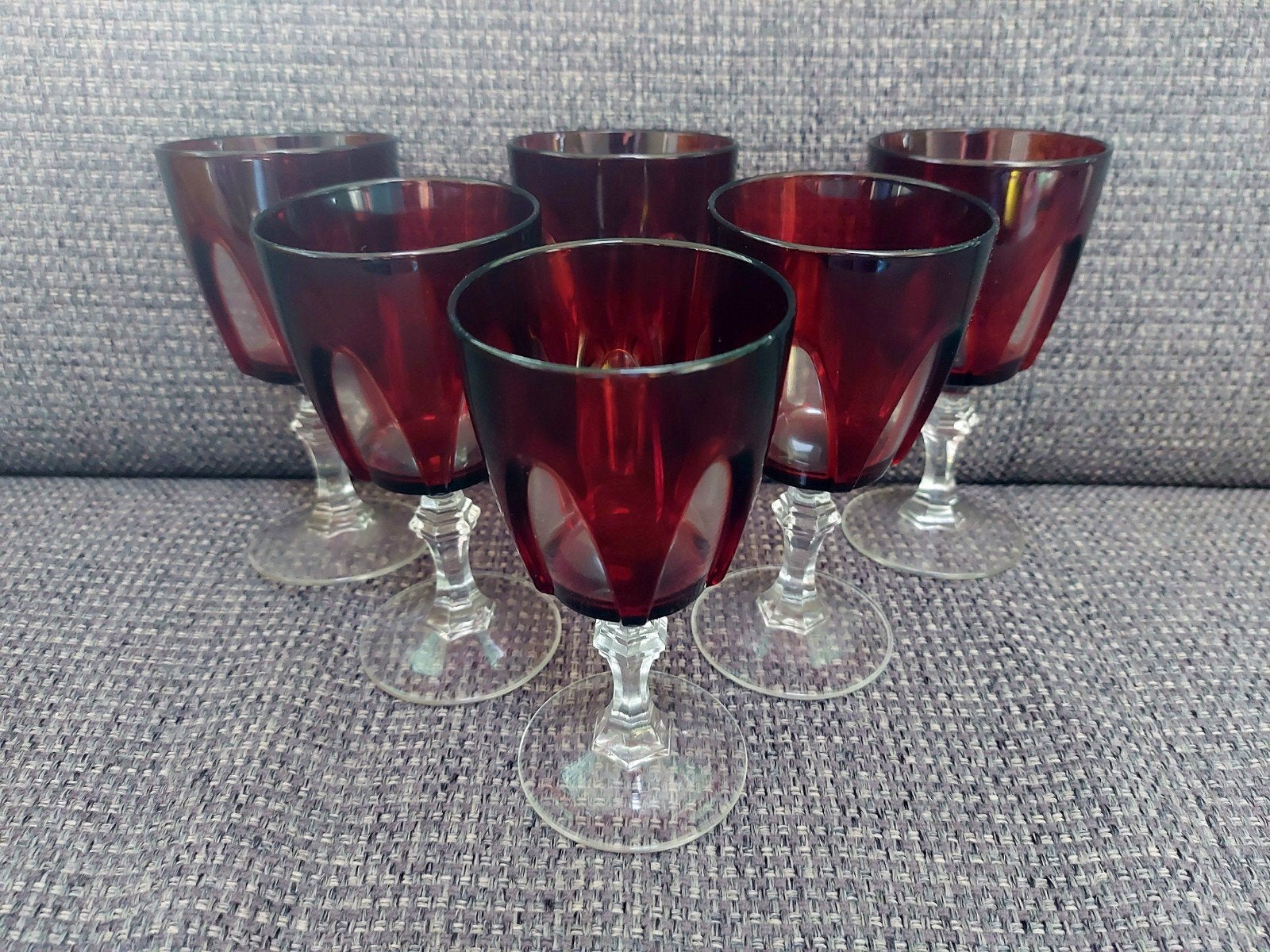 Wijnglas sherry vintage klein rood 6x, Ophalen of Verzenden