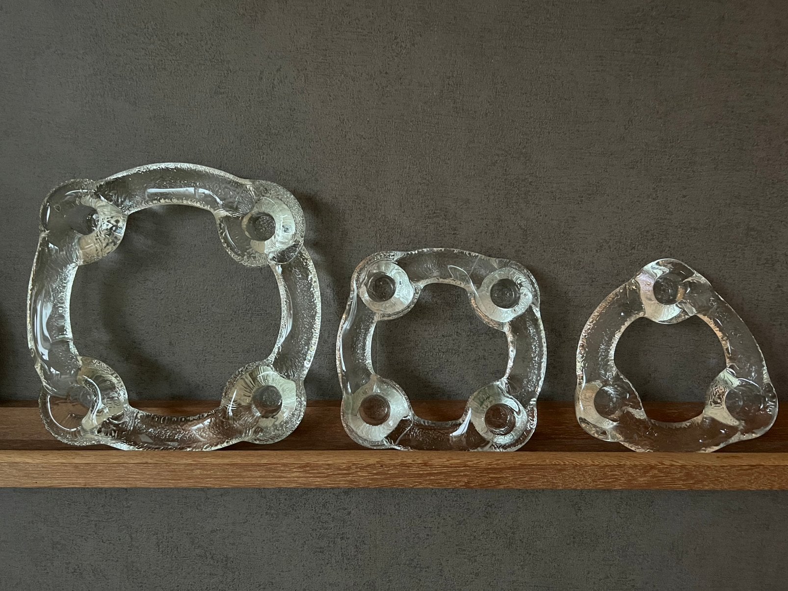3 Vintage Zweeds Pukeberg Glas Adventkandelaren Gellerstadt, Ophalen of Verzenden, Zo goed als nieuw, Glas, Kandelaar