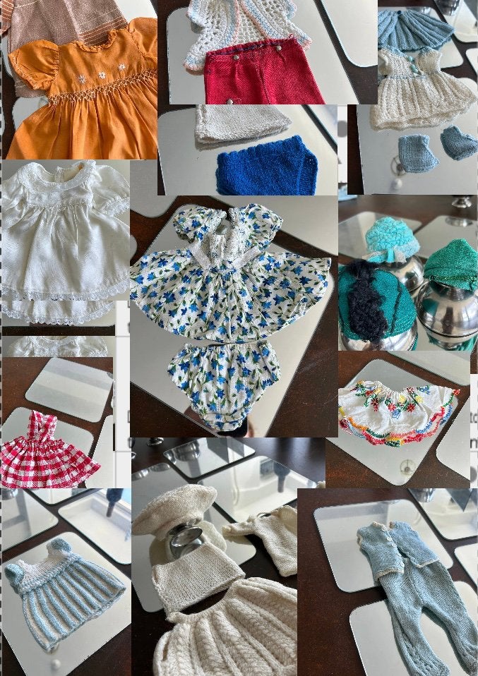 Set bijzondere handgemaakte poppenkleertjes vintage, Ophalen of Verzenden, Gebruikt, Kleertjes