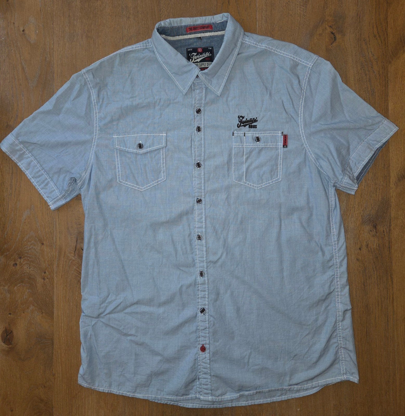 Twinlife Bros heren overhemd - lichtblauw - maat L, Blauw, Ophalen of Verzenden, Twinlife Bros, Halswijdte 41/42 (L)