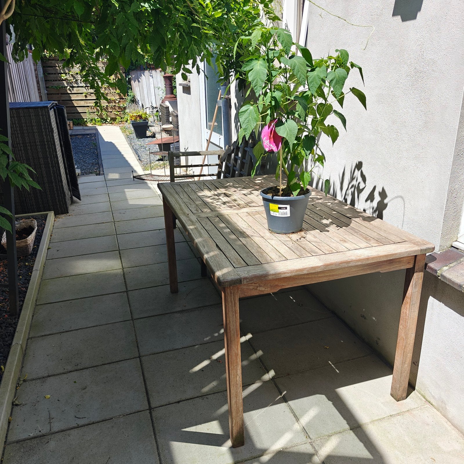 Teak houten tafel 150x90 en tuinbank, Ophalen, Rechthoekig, Teakhout