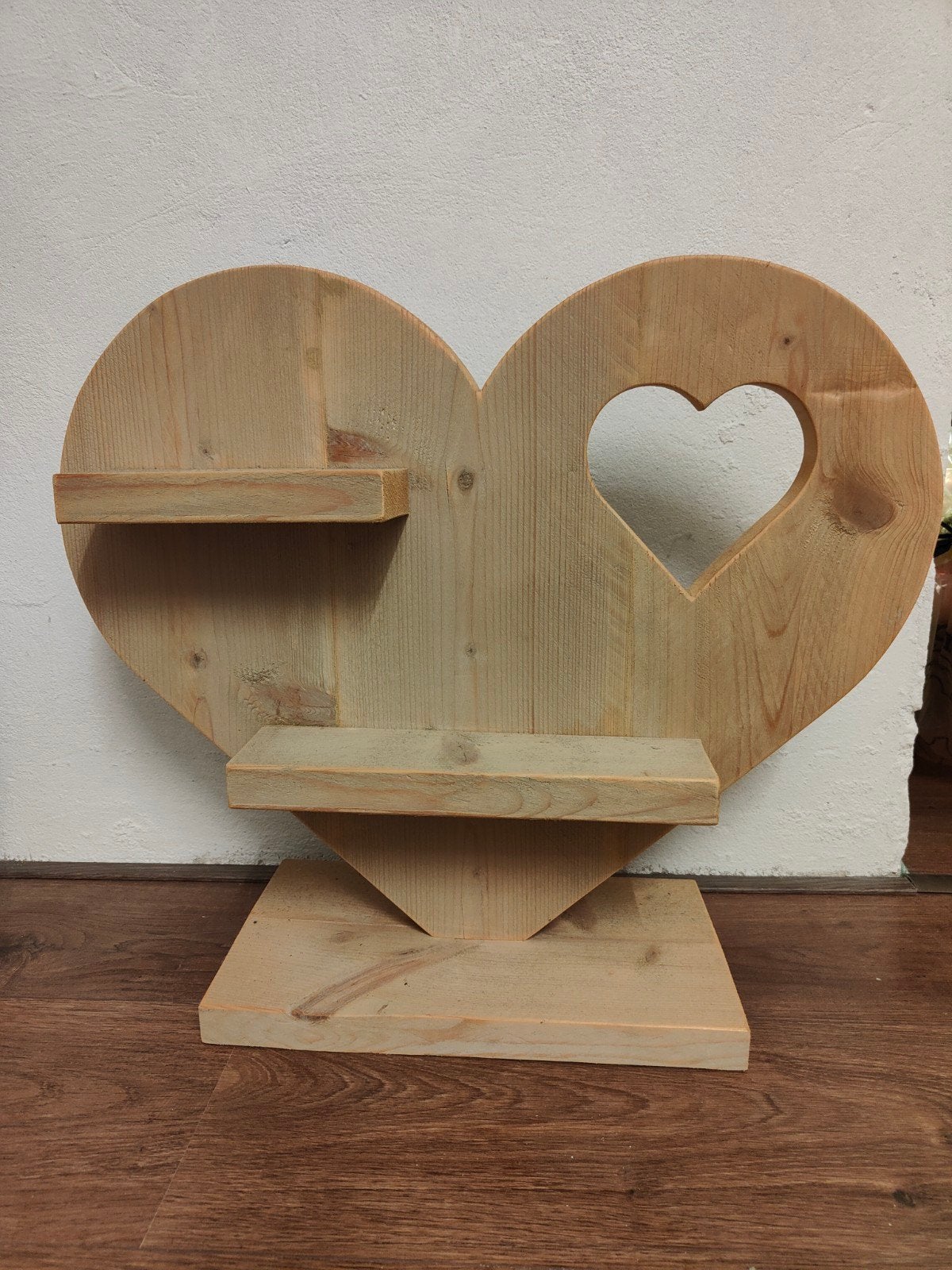 Houten hart decoratie met plankjes, Ophalen, Hout, Bruin, Landelijk
