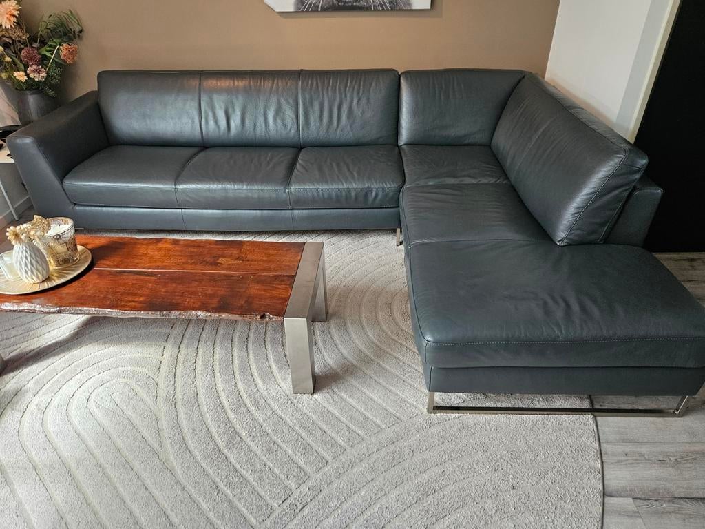 Italsofa (Natuzzi) leren hoekbank (zie beschrijving), Huis en Inrichting, Ophalen, Zo goed als nieuw, Leer