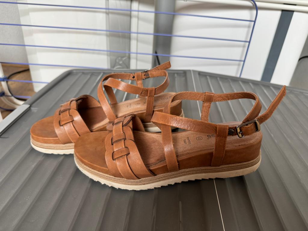 Manfield No Stress sandalen maat 40, Bruin, Zo goed als nieuw, Sandalen of Muiltjes, Ophalen of Verzenden