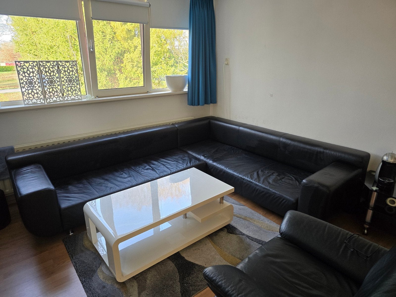 Leren hoekbank 270x230, Huis en Inrichting, Ophalen, Gebruikt, Leer