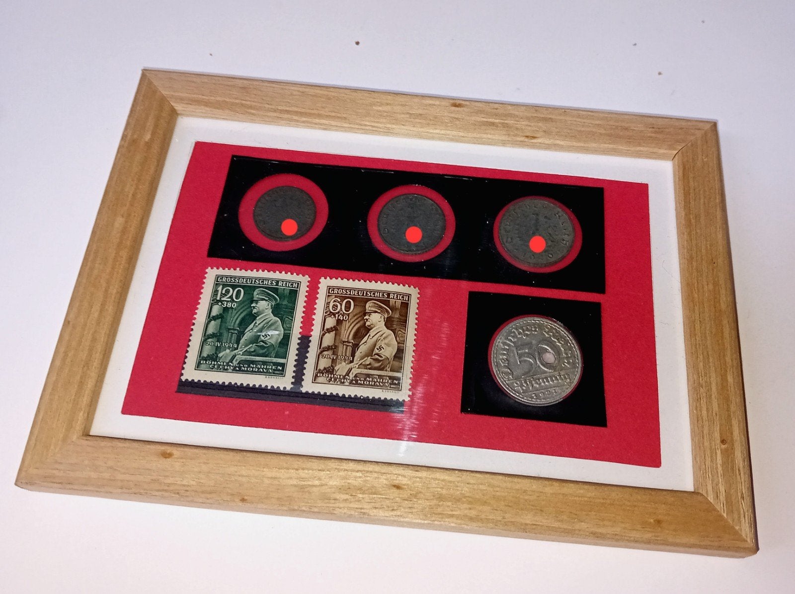 WO2 Lijst, Ontwaarde 50 Pfennig, Reichspfennig, Hitlerzegel, Verzamelen, Ophalen of Verzenden, Landmacht, Duitsland, Miniatuur of Beeldje
