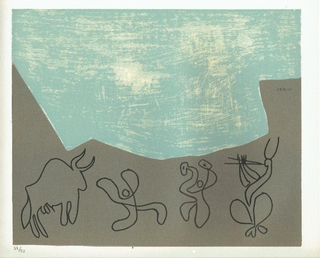 Picasso Bacchanal with Bull Linocut Genummerd, Ophalen of Verzenden