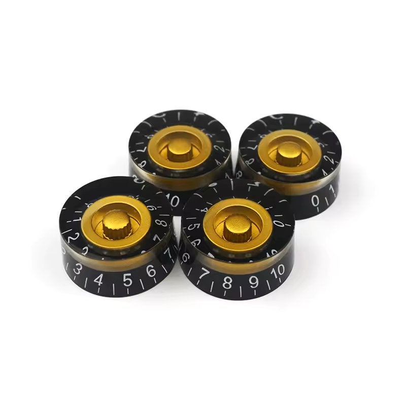 (4pcs) speed knobs glad rond zwart goud, Muziek en Instrumenten, Moku Custom Guitars, Nieuw, 4613CB, Ophalen of Verzenden