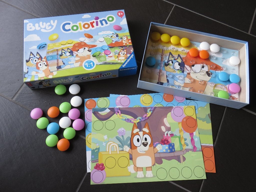 Colorino Bluey met grote noppen met voorbeelden, Ophalen of Verzenden, Zo goed als nieuw, Puzzelen