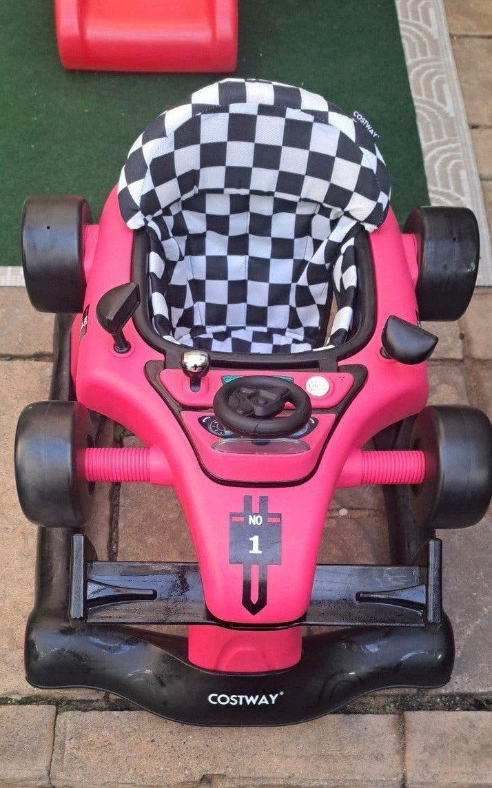 loopwagen raceauto roze, Ophalen, Zo goed als nieuw, Loopvoertuig