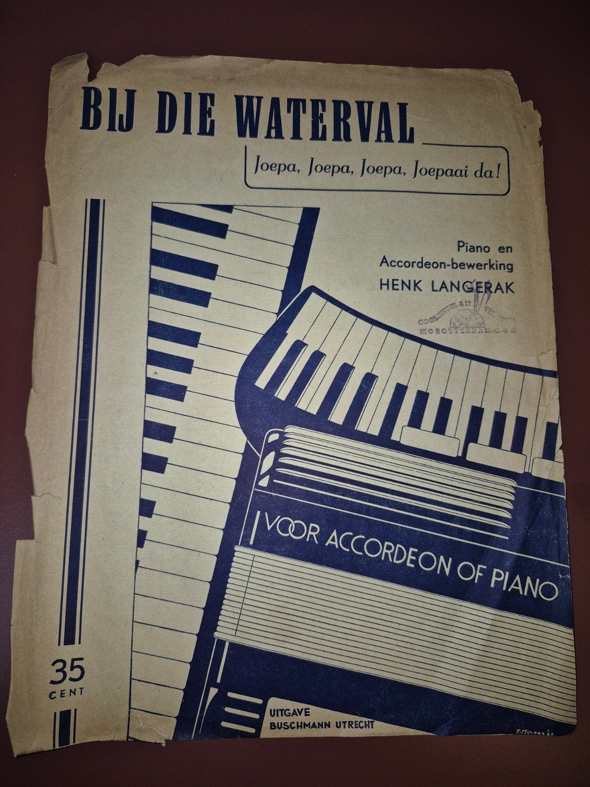 Bij Die Waterval - bladmuziek voor accordeon of piano, Ophalen of Verzenden