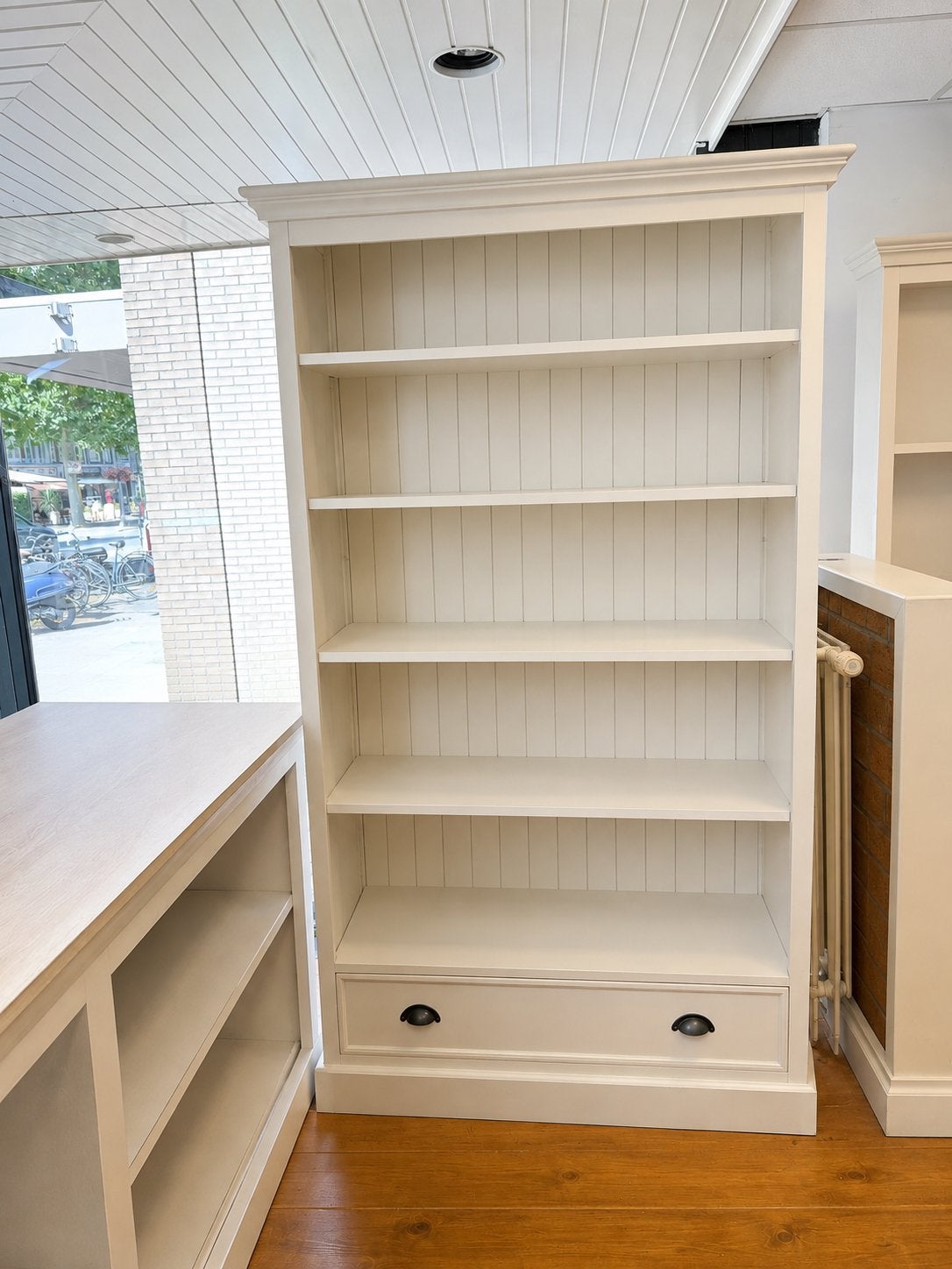 3x Witte Boekenkast met Lade - Klassieke Stijl, Huis en Inrichting, Kasten | Boekenkasten, Ophalen, 200 cm of meer, 50 tot 100 cm