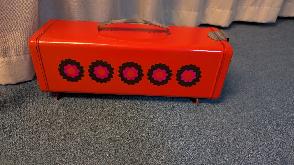 Oranje Brabantia jaren 70 caketrommel of peperkoekblik, Ophalen, Zo goed als nieuw, Metaal, Broodtrommel