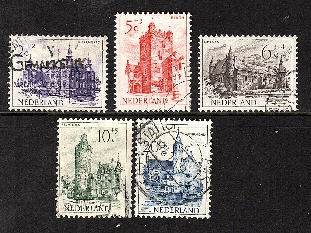 nvph 568-572 zomerzegels 1951gebruikt zie scan 442, Postzegels en Munten, Ophalen of Verzenden, Na 1940, Gestempeld
