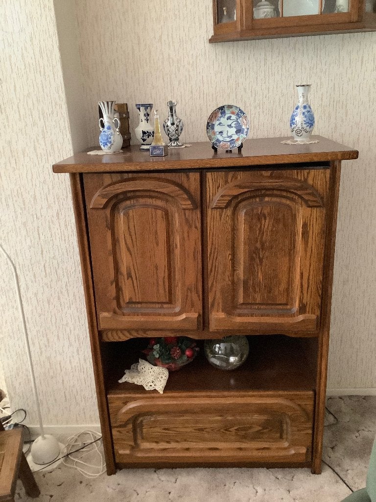 Tv kast, Huis en Inrichting, Kasten | Televisiemeubels, Ophalen, Gebruikt, 100 tot 150 cm, Eikenhout