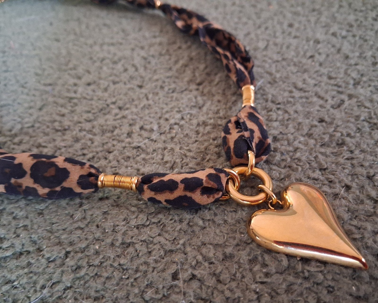 My Jewellery ketting met luipaardprint en goudkleurig hart, Sieraden, Tassen en Uiterlijk, Kettingen, Overige materialen, Verstelbaar