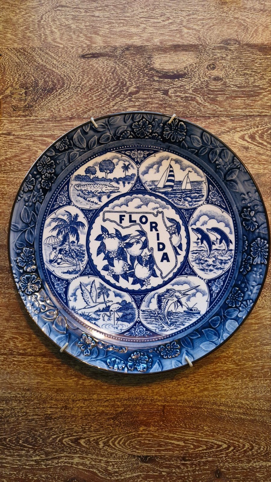 Vintage decoratief bord - Florida souvenir, Antiek en Kunst, Ophalen of Verzenden