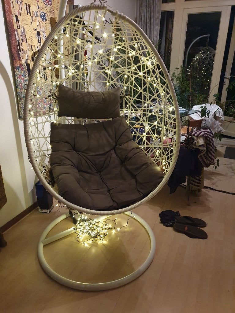 witte hangstoel, (ei) met (kerst)verlichting, gratis, Ophalen, Gebruikt, Hangstoel, Wit