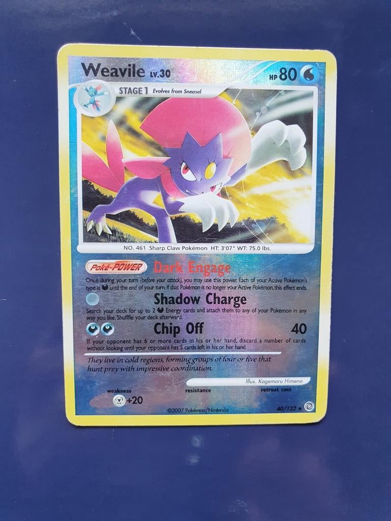 Weavile 40/132 reverse holo pokemon kaart, Ophalen of Verzenden, Zo goed als nieuw
