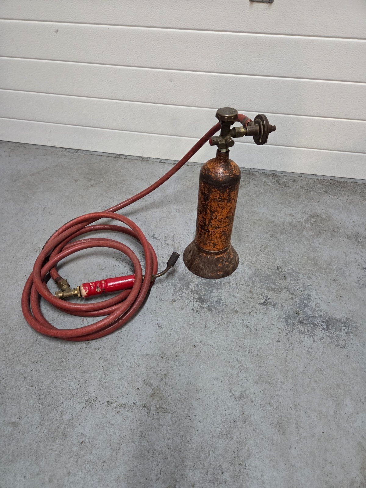 gasbrander met slang en fles, Ophalen, Gebruikt