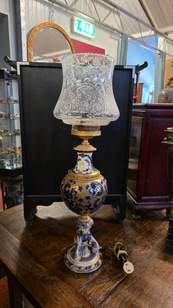 Antieke Franse Sevres Porseleinen Olie Lamp, Antiek en Kunst, Antiek | Porselein, Ophalen of Verzenden