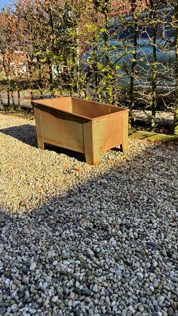 Vintage metal plantenbak 'Copema Amsterdam', Tuin en Terras, Bloembakken en Plantenbakken, Ophalen, Gebruikt, Minder dan 60 cm