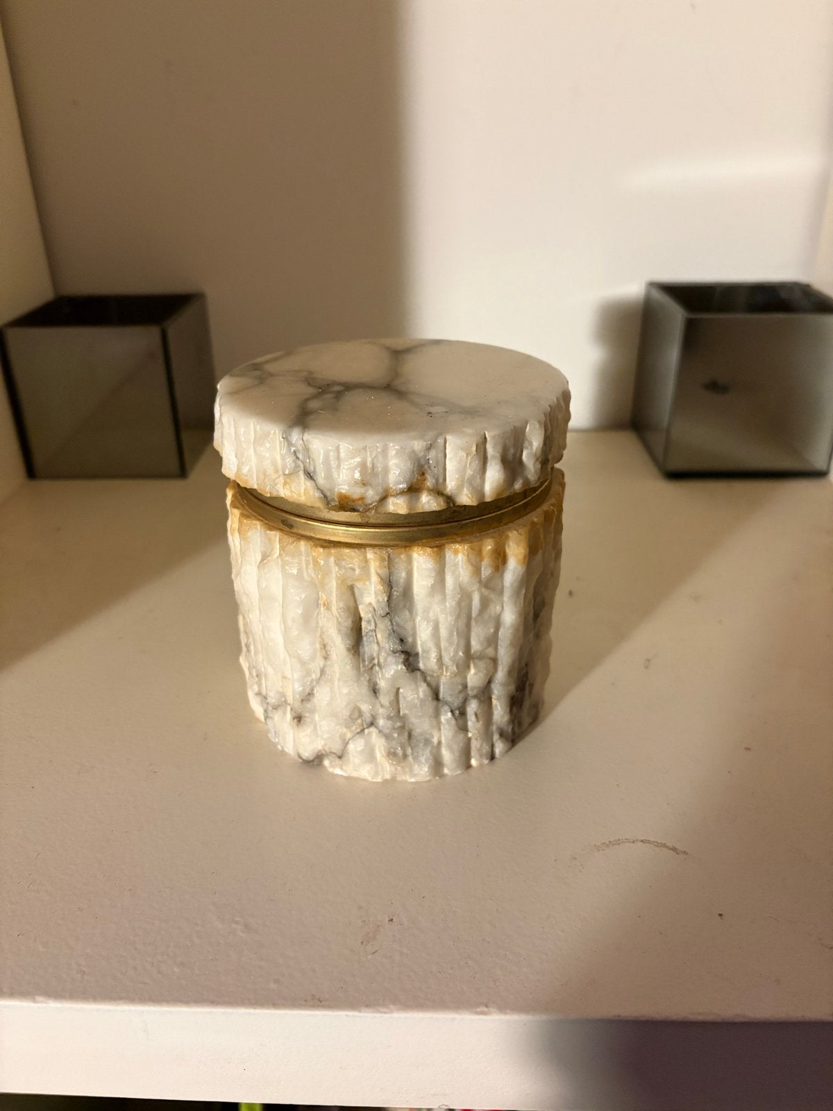 Vintage Italiaanse Albasten Doos - Handgesneden, Ophalen